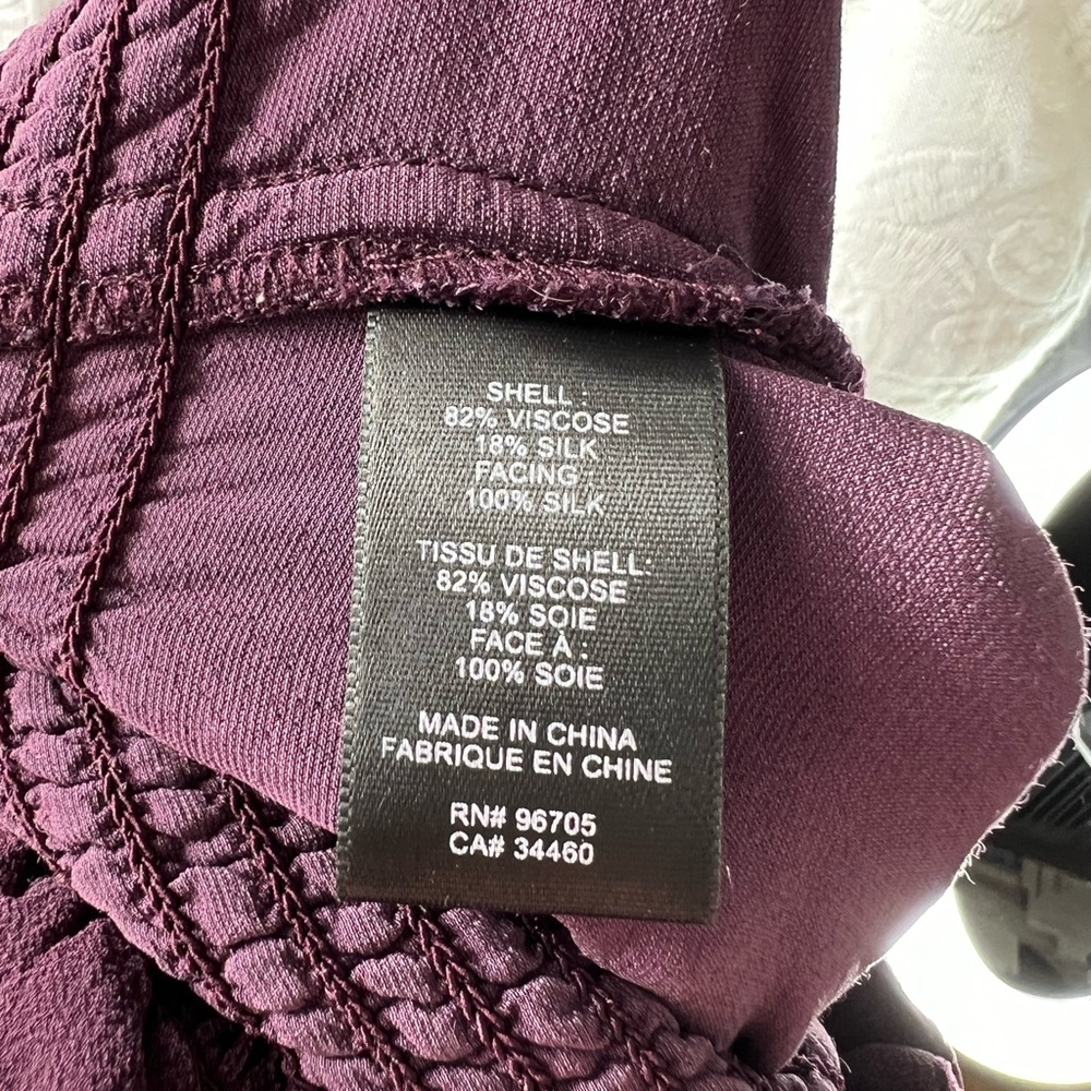 Rebecca Taylor Silk Velvet Wide Leg Pants Purple Elastic 686 - Picture 6 of 8